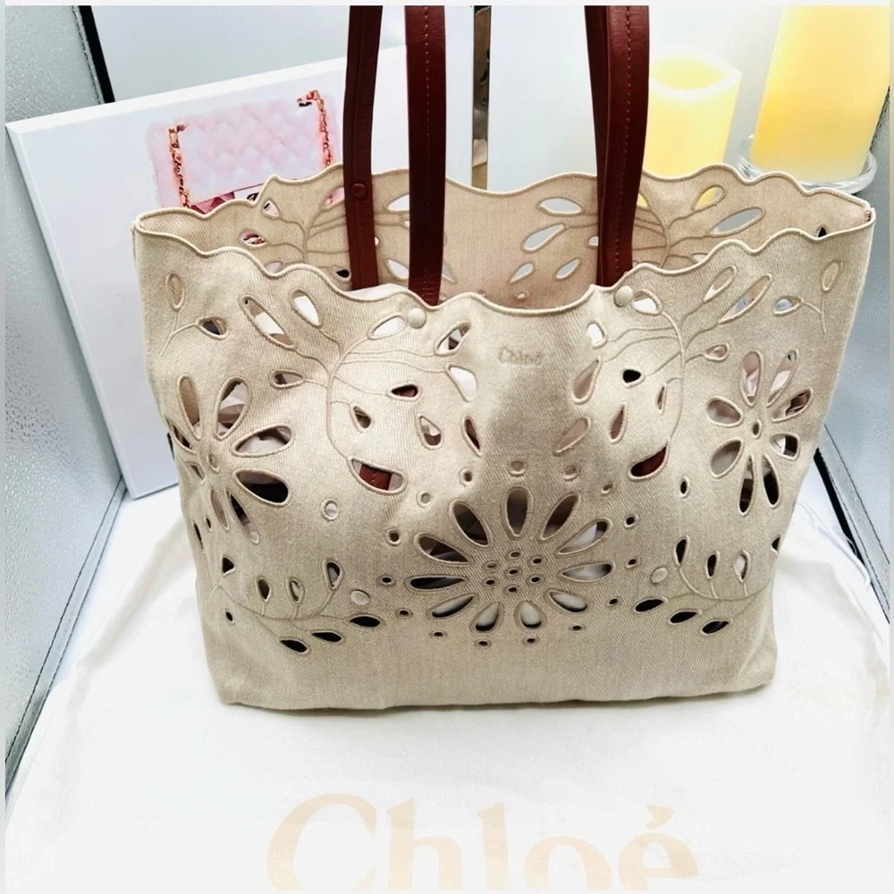 Chloé East-West Floral Linen Tote - EUC - Picture 4 of 15
